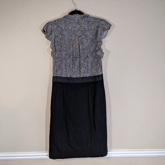 Black & Grey Pattern Top Solid Black Pencil Bottom with Bow Necktie Detail - Picture 2 of 6